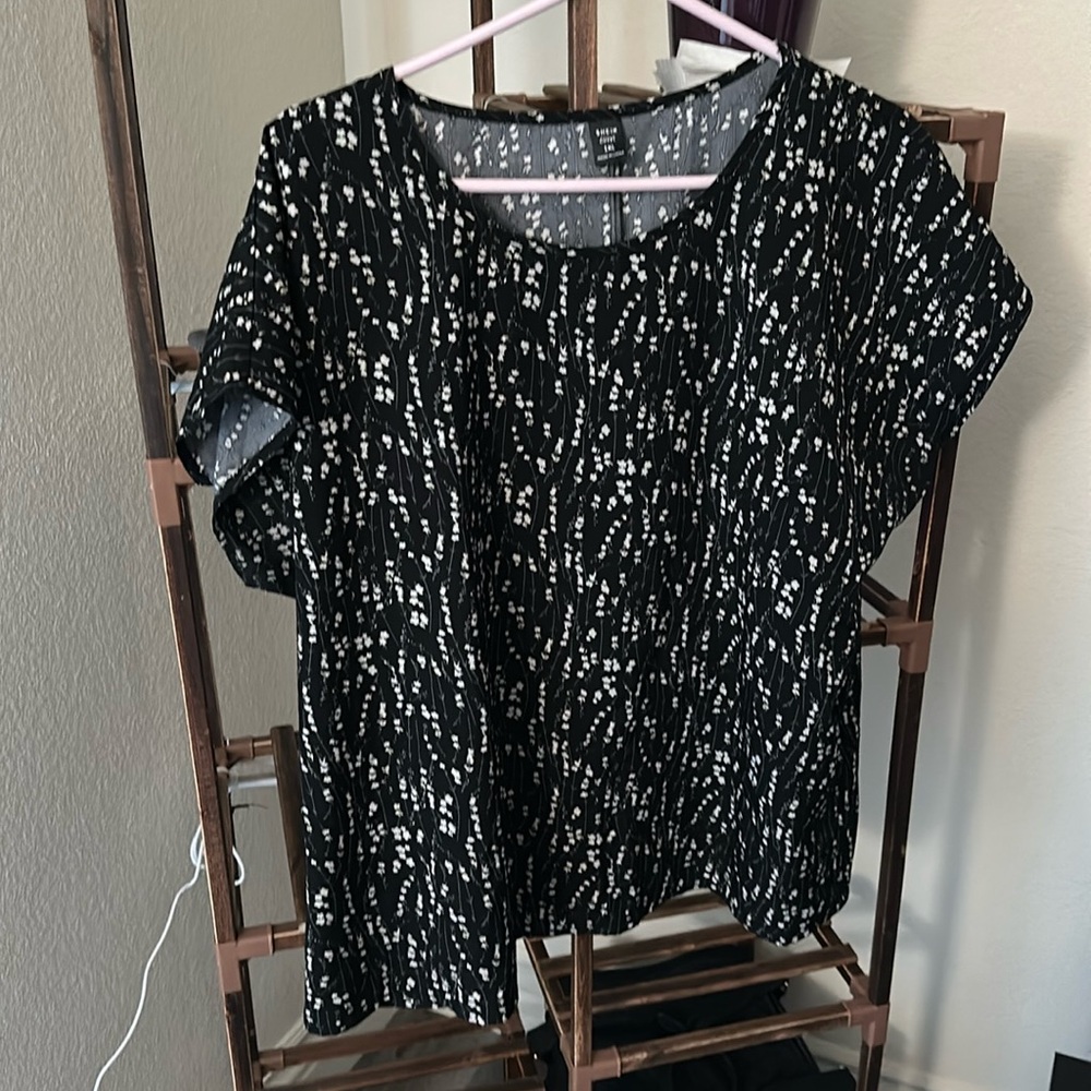 Black floral blouse